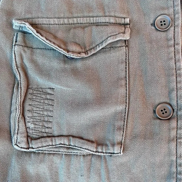 Topshop Women's Army Green Button Front Four Pocket Utility Jacket Size 6 - Picture 6 of 11